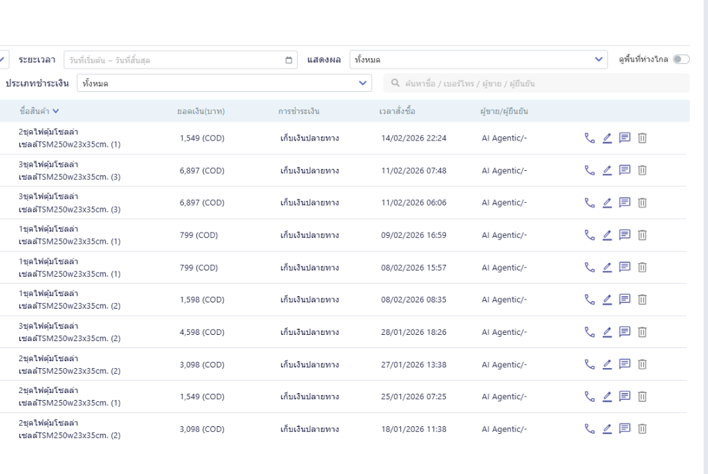 MyOrder — รายการออเดอร์จาก AI Agentic